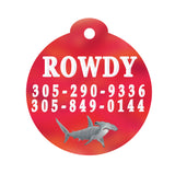 Hammerhead Shark Personalized Pet ID Tag Red