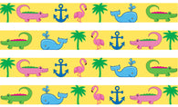 Tropical Seashore Yellow Personalized Dog Collar