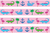 Tropical Seashore Beach Pink Dog Collar
