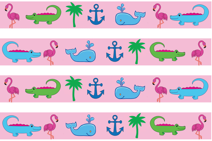 Tropical Seashore Beach Pink Dog Collar