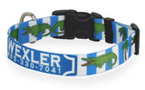 Puppy Pulitzer Alligator Blue Stripes Personalized Dog Collar