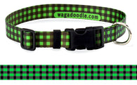 Christmas Buffalo Plaid Green Dog Collar
