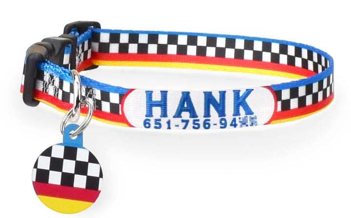Checkered Flag Personalized Dog Collar