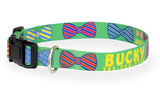 Bow Ties on Lime Personalized Dog Collar