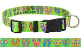 Beach Flip Flops Lime Dog Collar Art