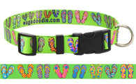 Beach Flip Flops Lime Dog Collar Art