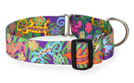 Geckos on Purple Martingale Dog Collar