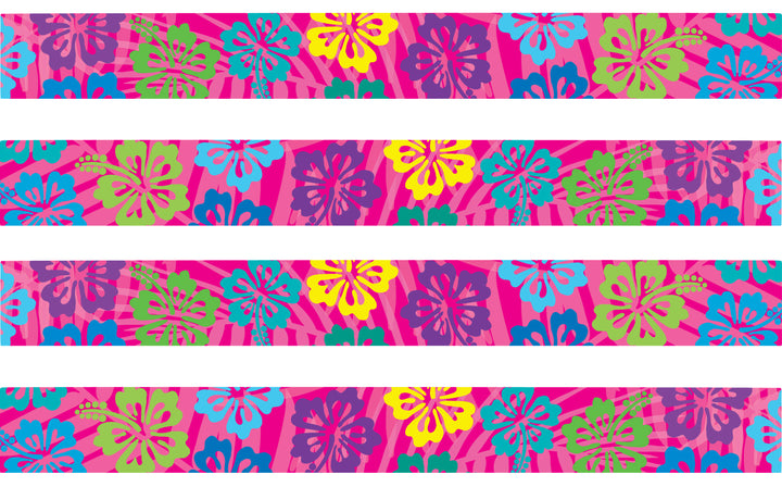 Colorful Hibiscus Pink Personalized Dog Collar