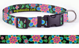 Passion Flower Black Dog Collar