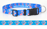 American Flag Paws Print in Blue Dog Collar