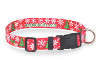 Christmas Trees and Snowflakes Red Dog Collar