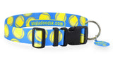 Tennis Balls Blue Personalized Dog Collar
