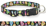 Day of the Dead Sugar Skulls Black Personalized Dog Collar