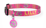 Tribal Hawaiian Print on Pink Personalized Dog Collar