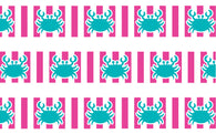 Aqua & Pink Crab Personalized Dog Collar