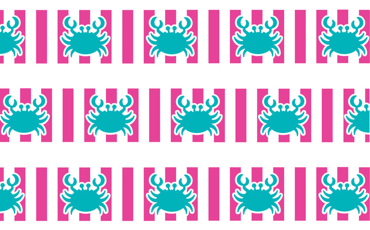 Aqua & Pink Crab Personalized Dog Collar