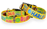 Signature-Autograph Personalized Dog Collar Yellow