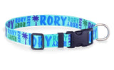 Signature-Autograph Personalized Dog Collar Aqua