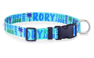 Signature-Autograph Personalized Dog Collar Aqua