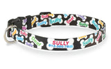 Black Signature Bones Personalized Dog Collar
