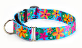 Frangipani Dog Collar Turquoise