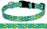 Mermaid Scales Lime Personalized Dog Collar