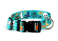 Halloween Funny not so Scary Teal Dog Collar