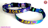 Key West Conch Houses, Bicycles, Palm Trees on Lime Green Dog Collar