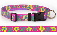 Hibiscus & Palm Fronds Pink Dog Collar