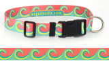 Waves in Seafoam/Coral Dog Collar