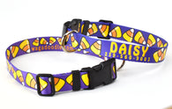 Halloween Candy Corn on Purple Dog Collar
