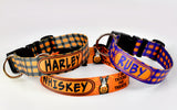 Halloween Orange & Black Plaid Dog Collar