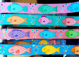 Scrummy Fish Turquoise Dog Collar